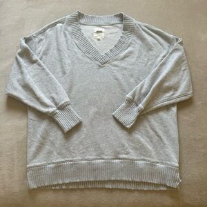 Aerie Distressed Oversized V-Neck Sweater